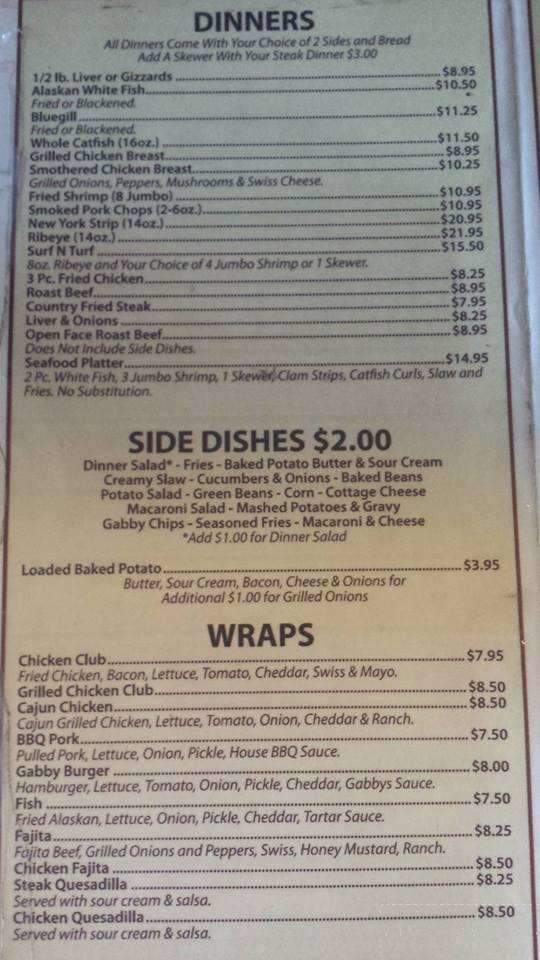 Gabby's on Main - Ava, IL menu_pic