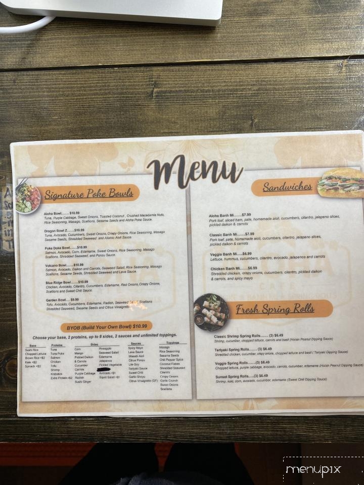 Aloha Cafe - Asheville, NC menu_pic