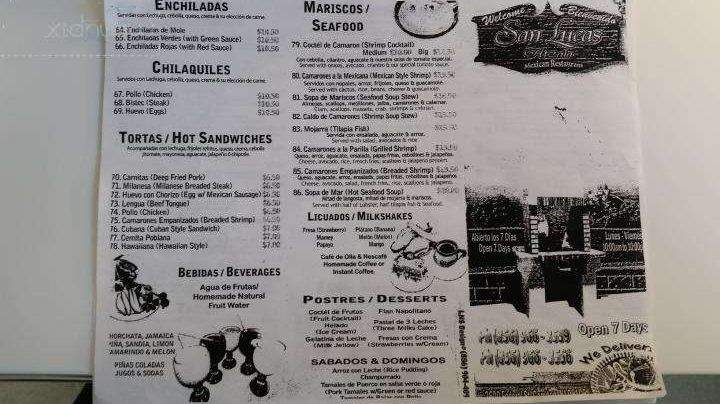 San Lucas Mexican Restaurant - Camden, NJ menu_pic