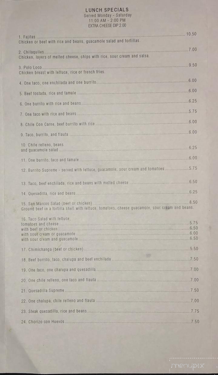 San Marcos Mexican Restaurant - Pine Mountain, GA menu_pic