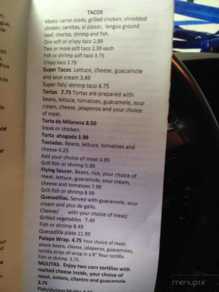 La Palapa - Santa Rosa, CA menu_pic