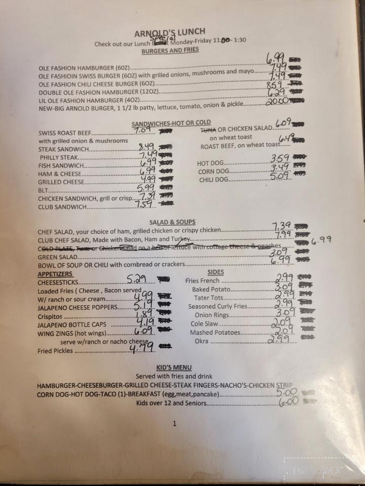 Arnold's Family Restaurant - Lone Star, TX menu_pic