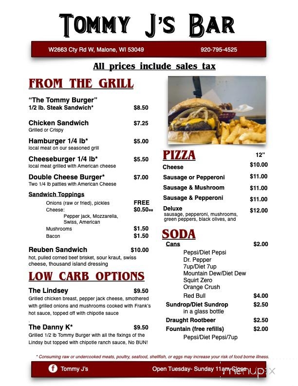 Tommy J's - Malone, WI menu_pic