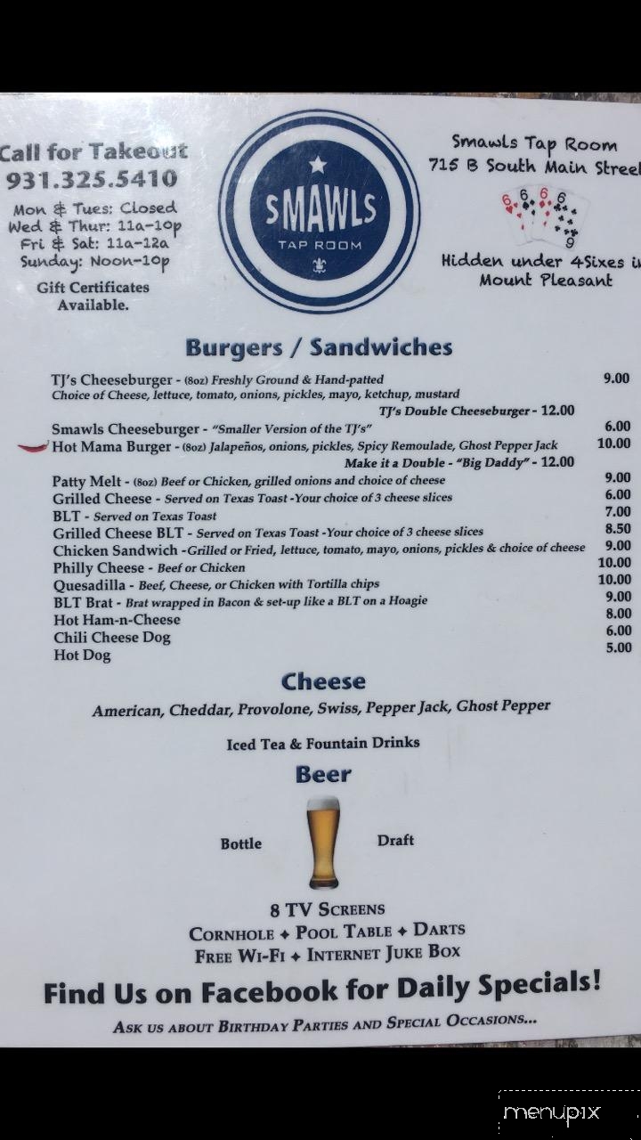 Smawls Taproom - Mt Pleasant, TN menu_pic