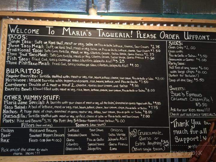 Maria's Taqueria - Shepherdstown, WV menu_pic