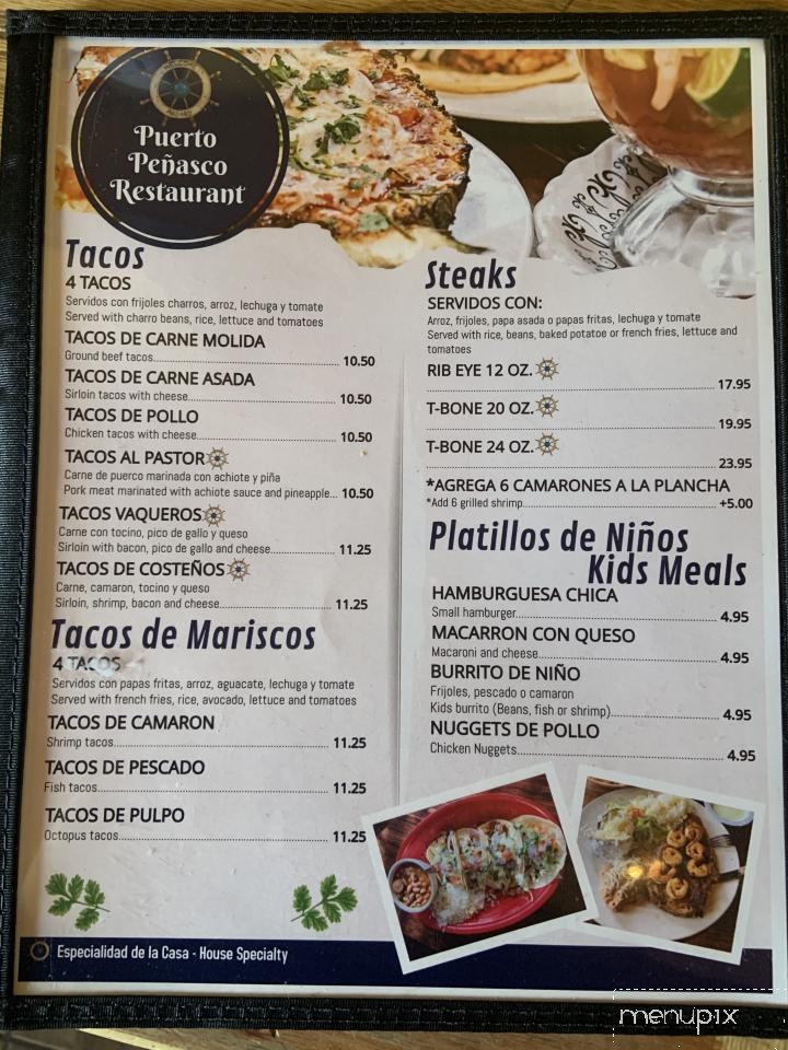 Puerto Penasco Restaurant - Santa Fe, NM menu_pic