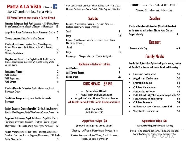 Pasta A La Vista Food Truck - Bella Vista, AR menu_pic