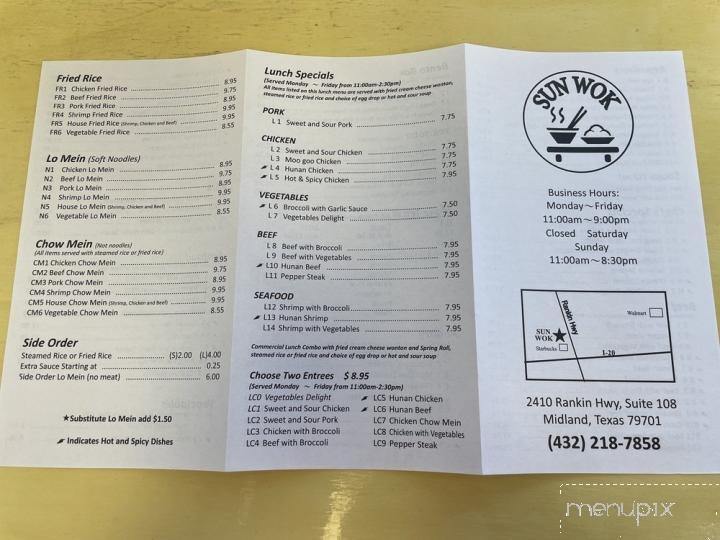 Sun Wok - Midland, TX menu_pic