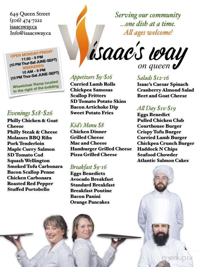 Isaac's Way Restaurant - Fredericton, NB menu_pic