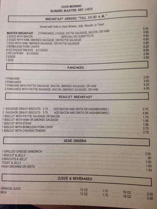 Burger Master Restaurant - Eight Mile, AL menu_pic