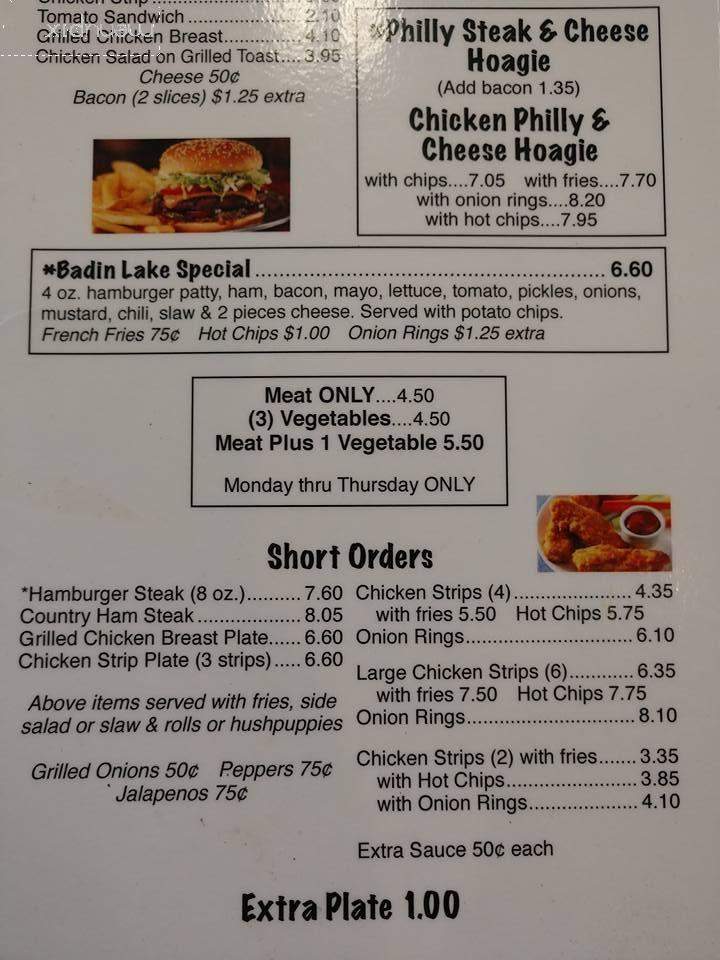 Badin Lake Family Restaurant - New London, NC menu_pic