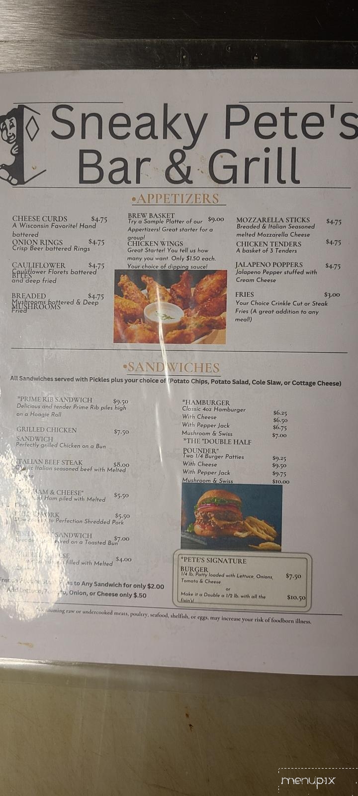 Sneaky Pete's Tavern - Hancock, WI menu_pic