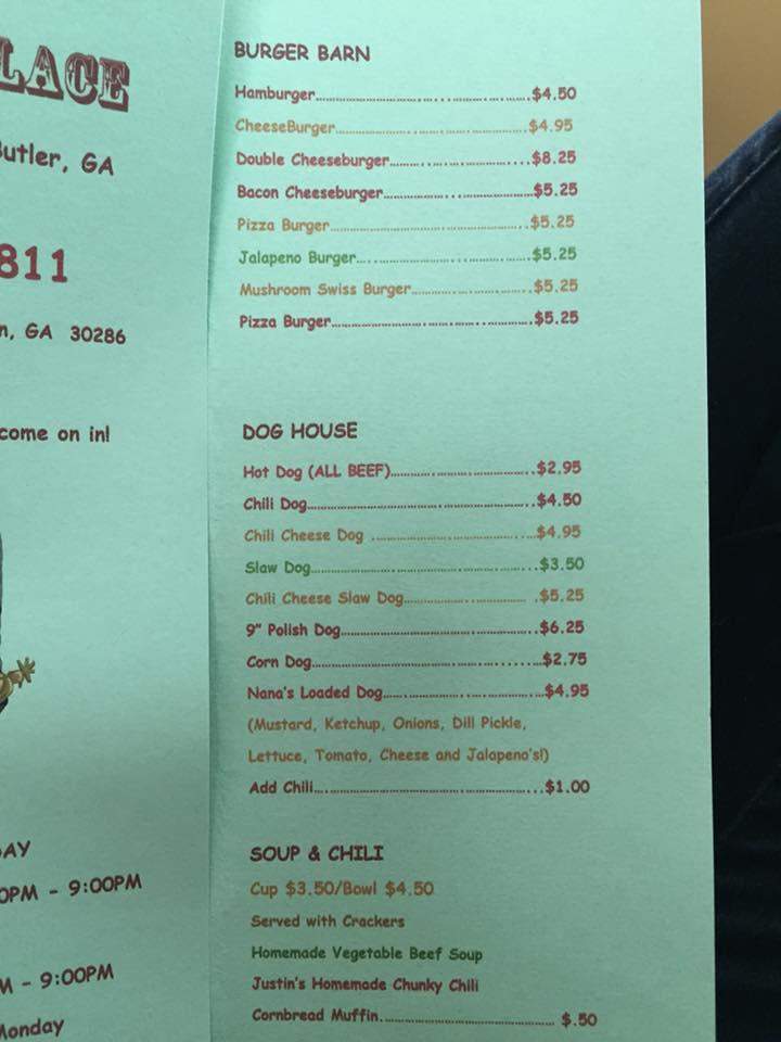 Justin's Place - Thomaston, GA menu_pic