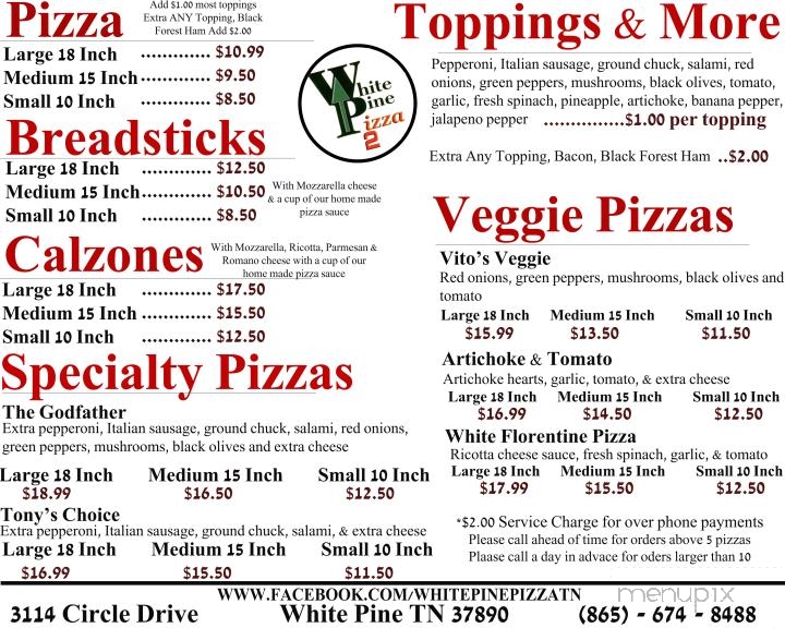 White Pine Pizza 2 - White Pine, TN menu_pic