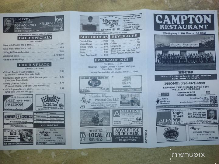 Campton Restaurant - Monroe, GA menu_pic