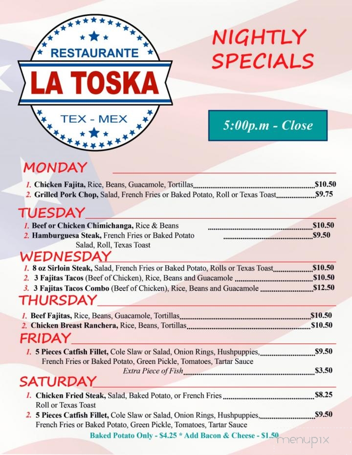 La Toska - Cedar Hill, TX menu_pic