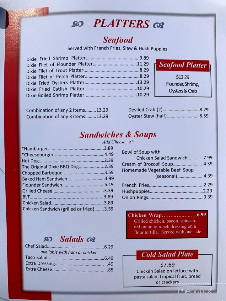 Dixie III Restaurant - Asheboro, NC menu_pic