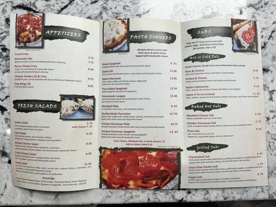 Viny's Italian Resturant - Halifax, VA menu_pic