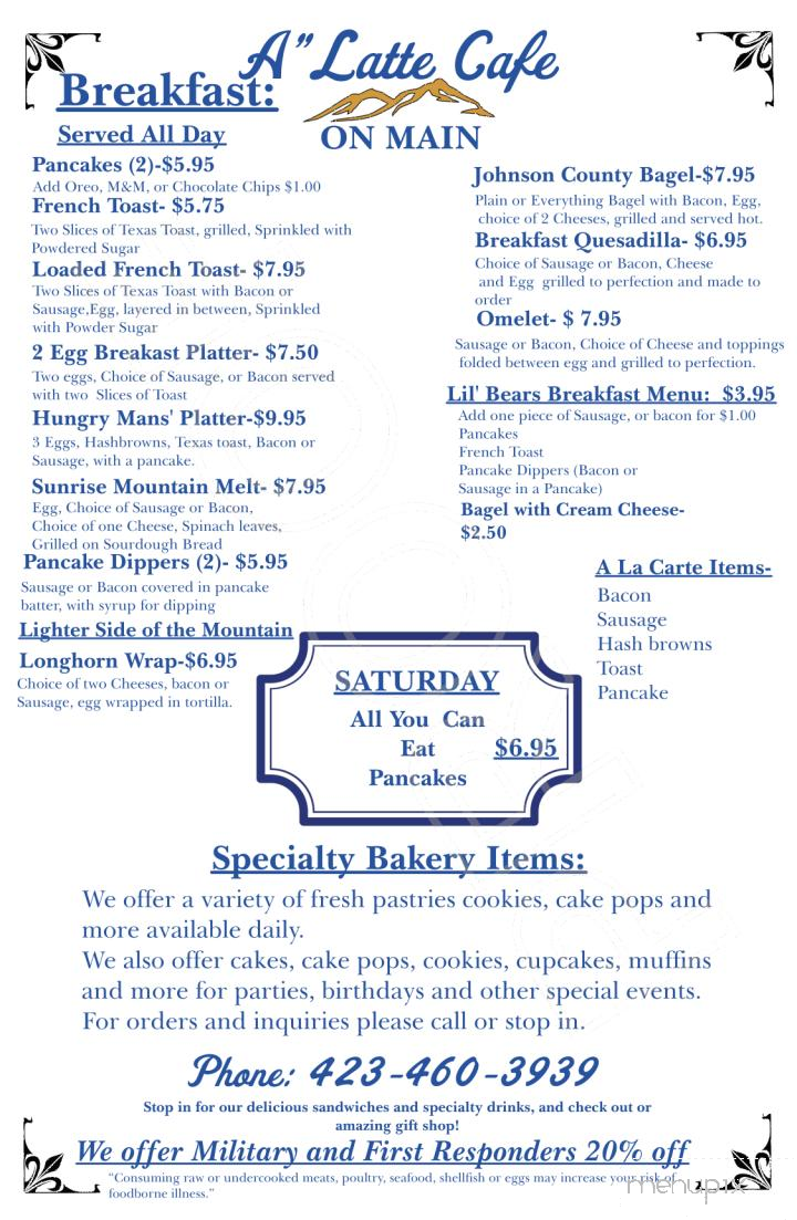 Alatte Cafe On Main - Mountain City, TN menu_pic