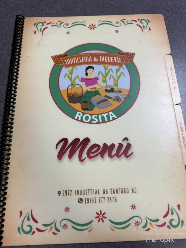 Tortilleria Rosita - Sanford, NC menu_pic