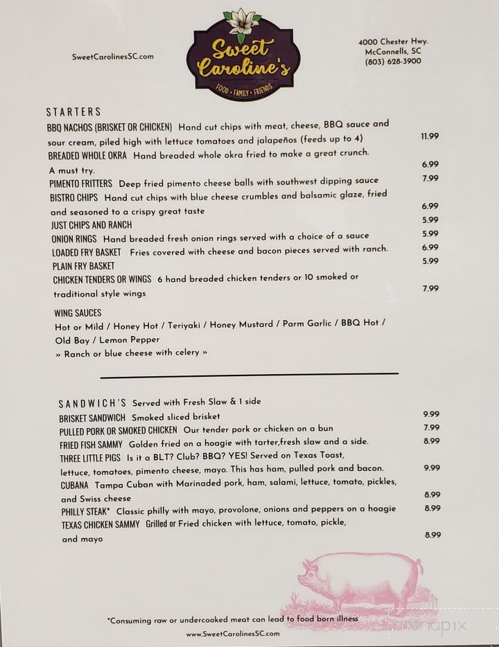 Sweet Carolines - McConnells, SC menu_pic