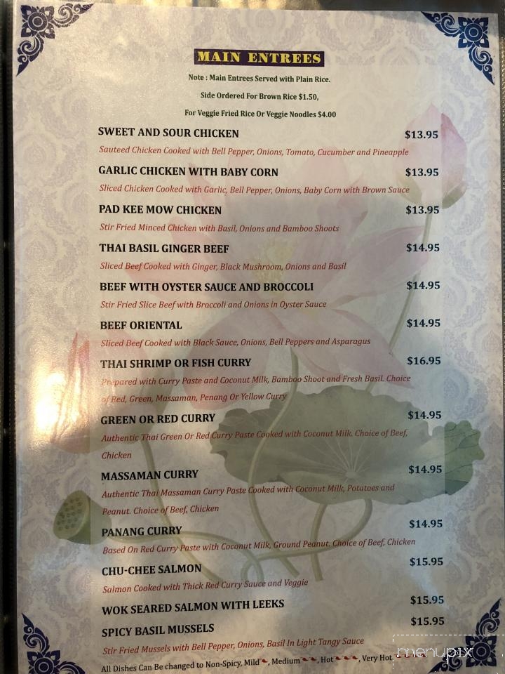 Thai Lotus Thai Cuisine - North Brunswick Township, NJ menu_pic