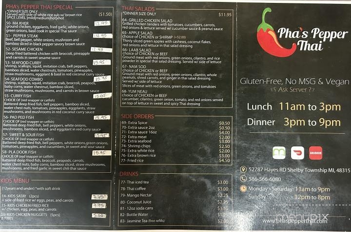 Pha's Pepper Thai - Shelby Township, MI menu_pic