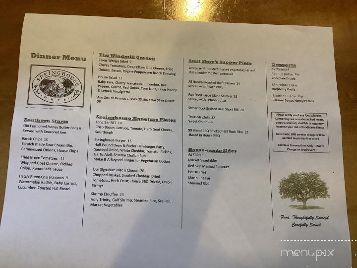 Springhouse Cafe - San Antonio, TX menu_pic