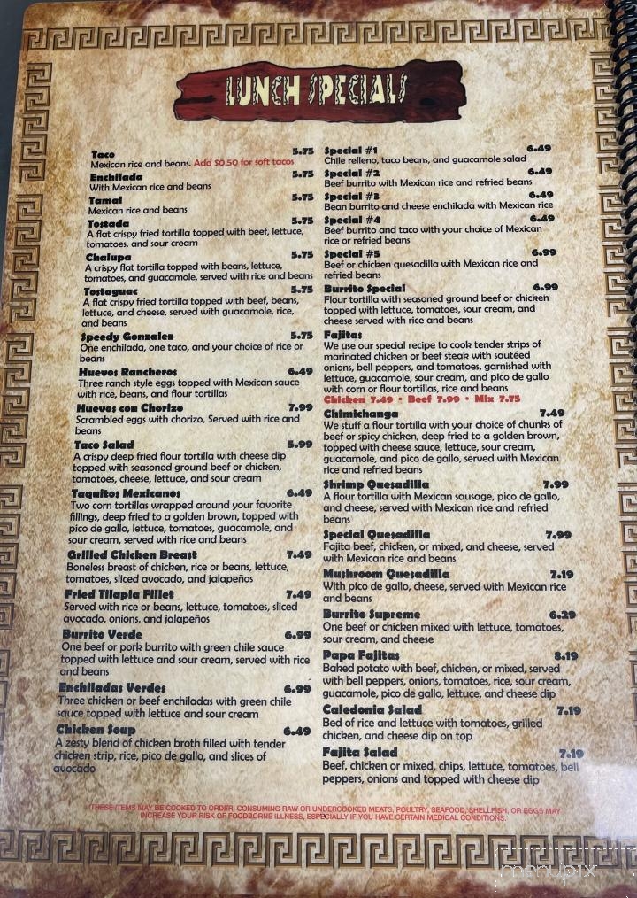 Mi Toro Mexican - Caledonia, MS menu_pic