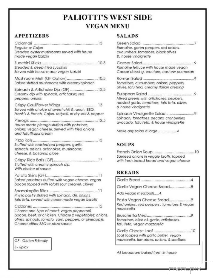 Paliottis Westside - Maple Ridge, BC menu_pic