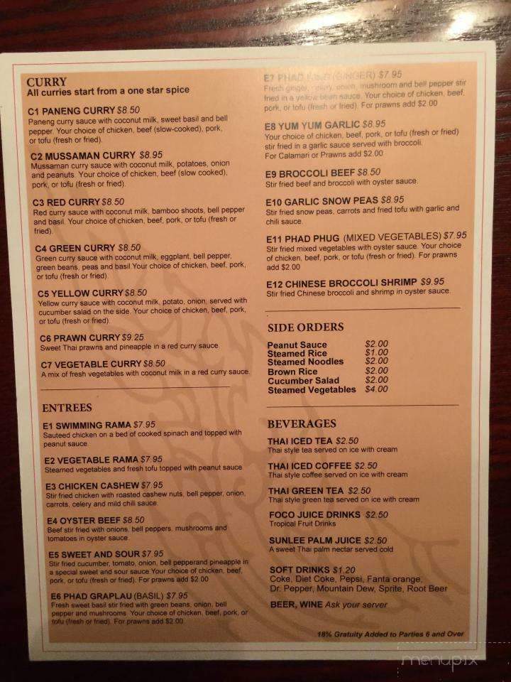 Yum Yum Thai - Shoreline, WA menu_pic