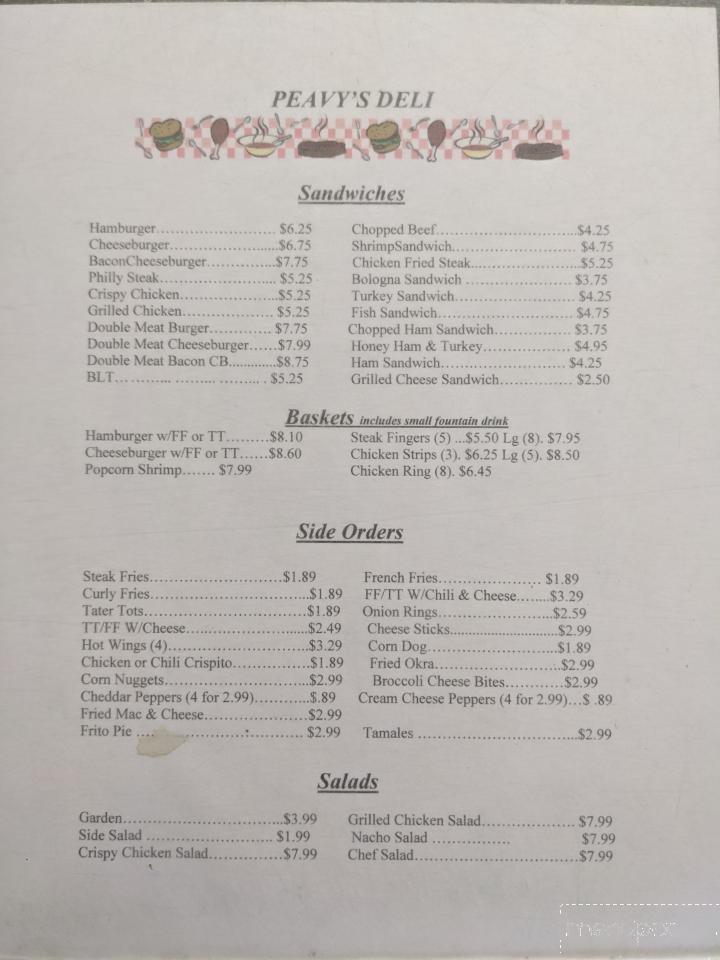 Peavy's Store - Silsbee, TX menu_pic