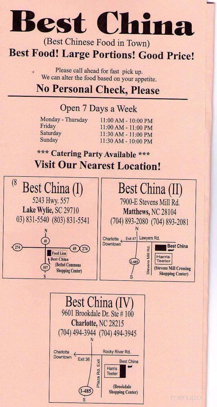 Best China - Charlotte, NC menu_pic