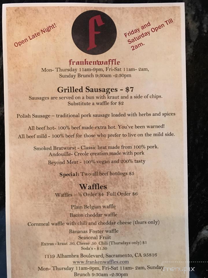 Frankenwaffle - Sacramento, CA menu_pic
