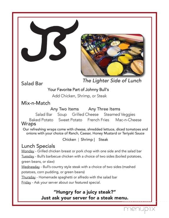 Johnny Bull's SteakHouse - Louisburg, NC menu_pic