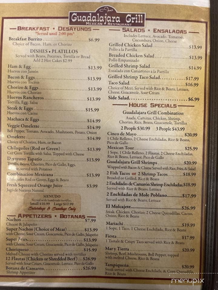 Guadalajara Grill - Salinas, CA menu_pic