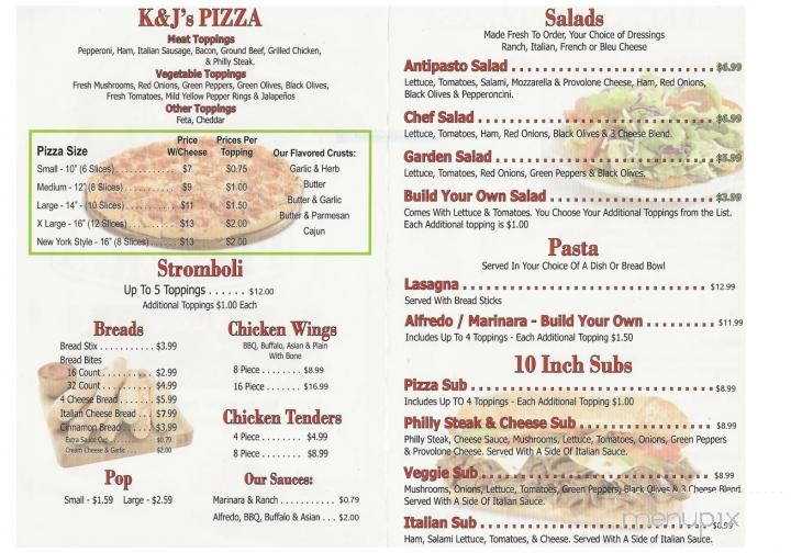 K & J's Pizzeria - Otisville, MI menu_pic