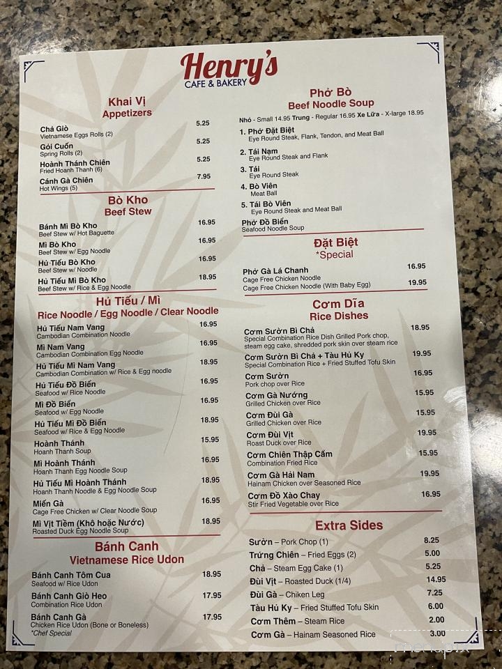 Henry's Cafe Bakery - Diberville, MS menu_pic