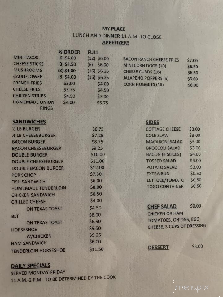 My Place - Yates City, IL menu_pic