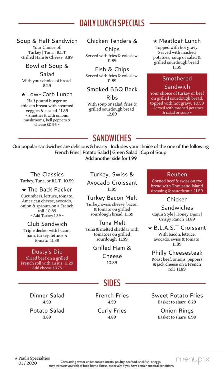 Paul's Place Restaurant & Bakery - Merced, CA menu_pic