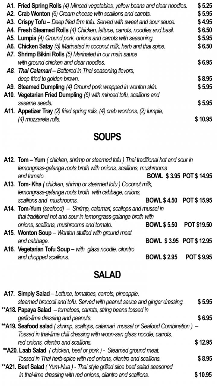 Simply Thai - Chesapeake, VA menu_pic
