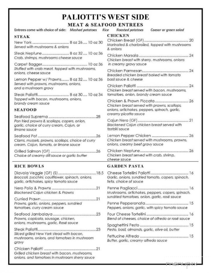 Paliottis Westside - Maple Ridge, BC menu_pic