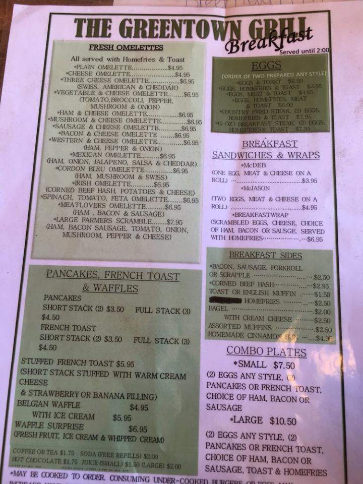 Greentown Grill - Greentown, PA menu_pic
