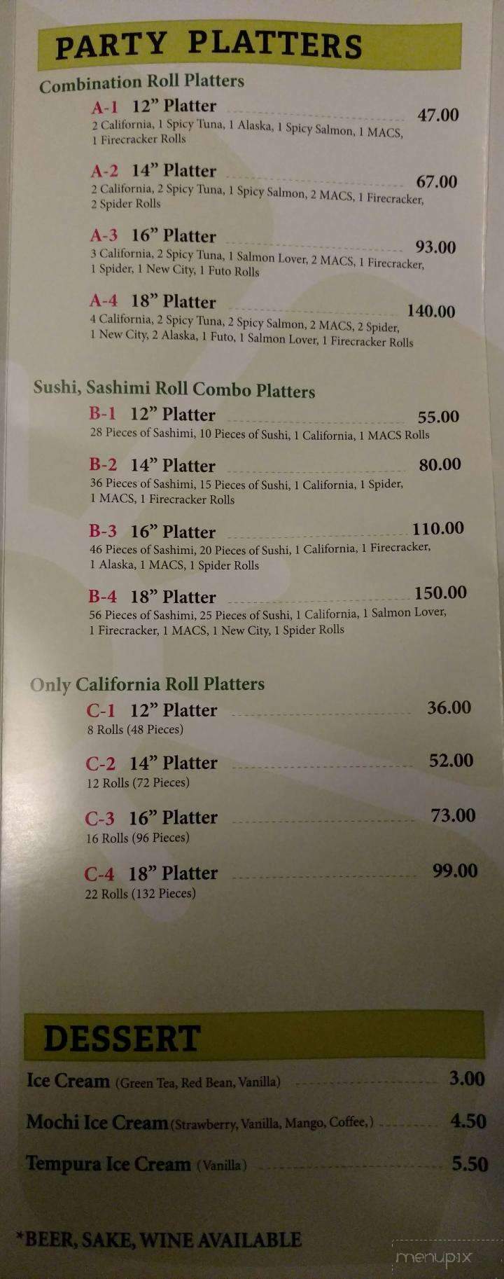 New City Sushi - New City, NY menu_pic