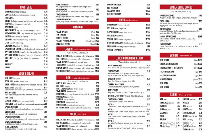 Royal Tokyo - Kamloops, BC menu_pic