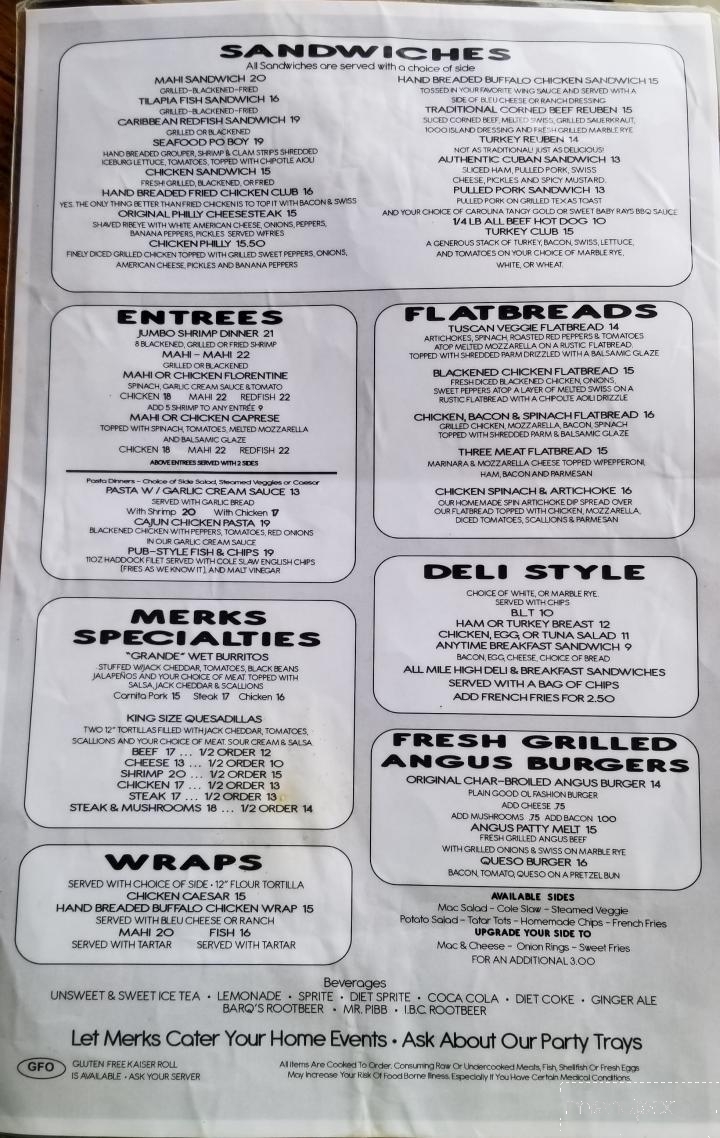 Merk's Bar & Grill - New Smyrna Beach, FL menu_pic