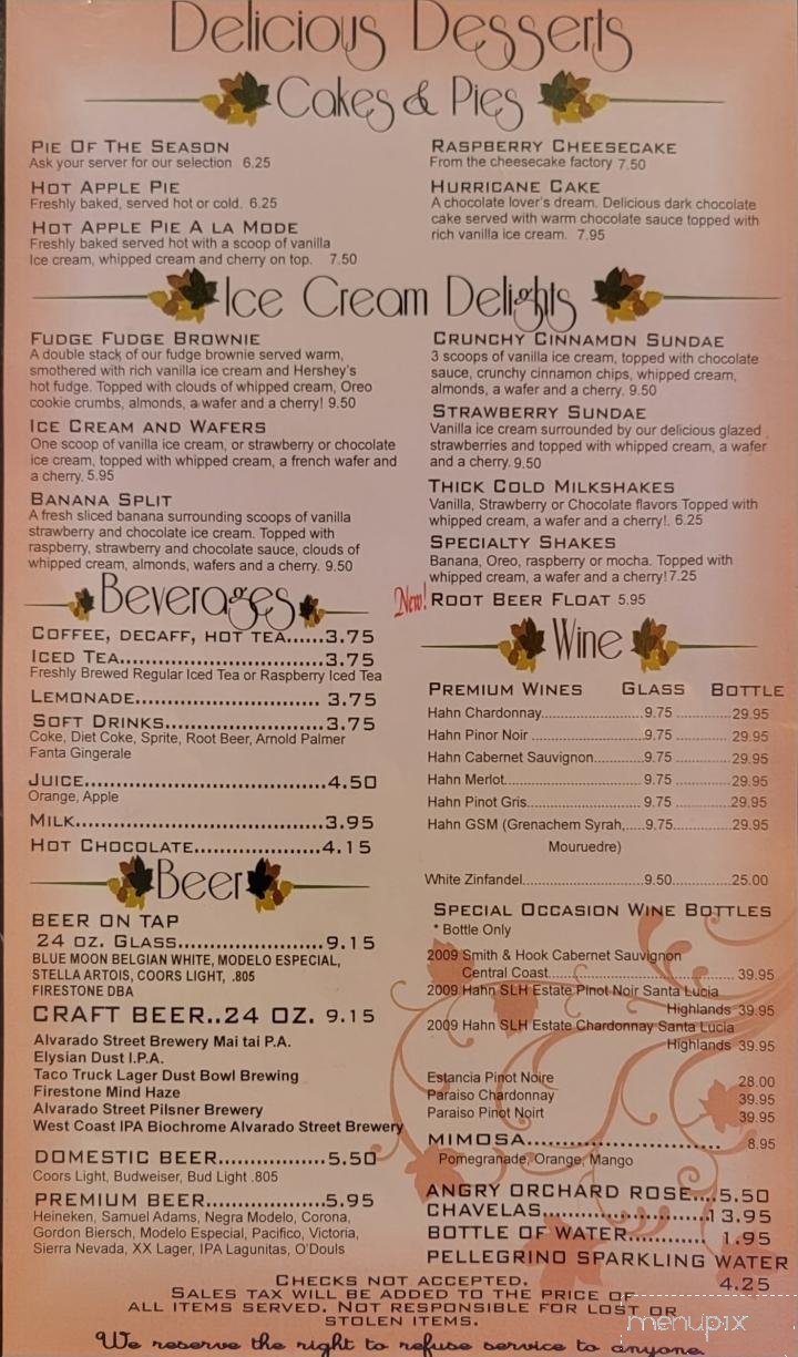 Windmill Restaurant - Soledad, CA menu_pic