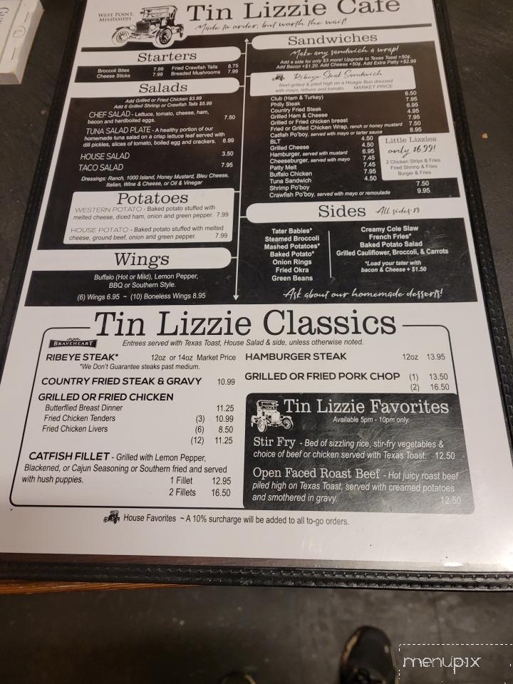 Tin Lizzie Cafe - West Point, MS menu_pic