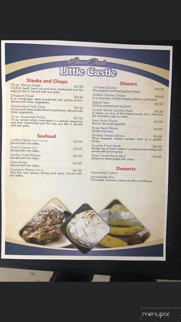 Lone Oak Little Castle - Paducah, KY menu_pic