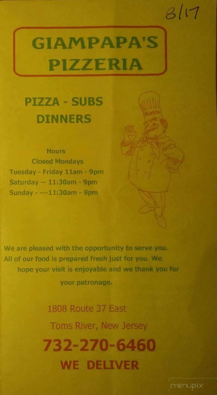 Giampapa's Pizzeria - Toms River, NJ menu_pic